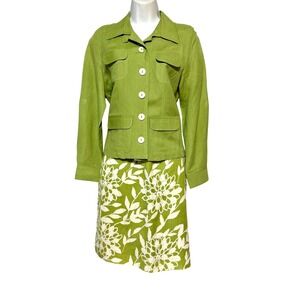 Hannah & Gracie Countryside Linen Jacket Skirt Set Womens 4 Coastal‎ Grandmother